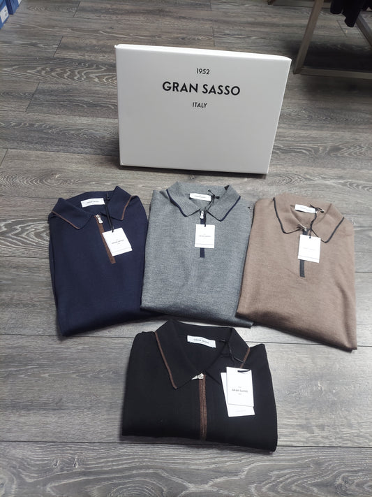 Gran Sasso fine knit long sleeve zip polo's
