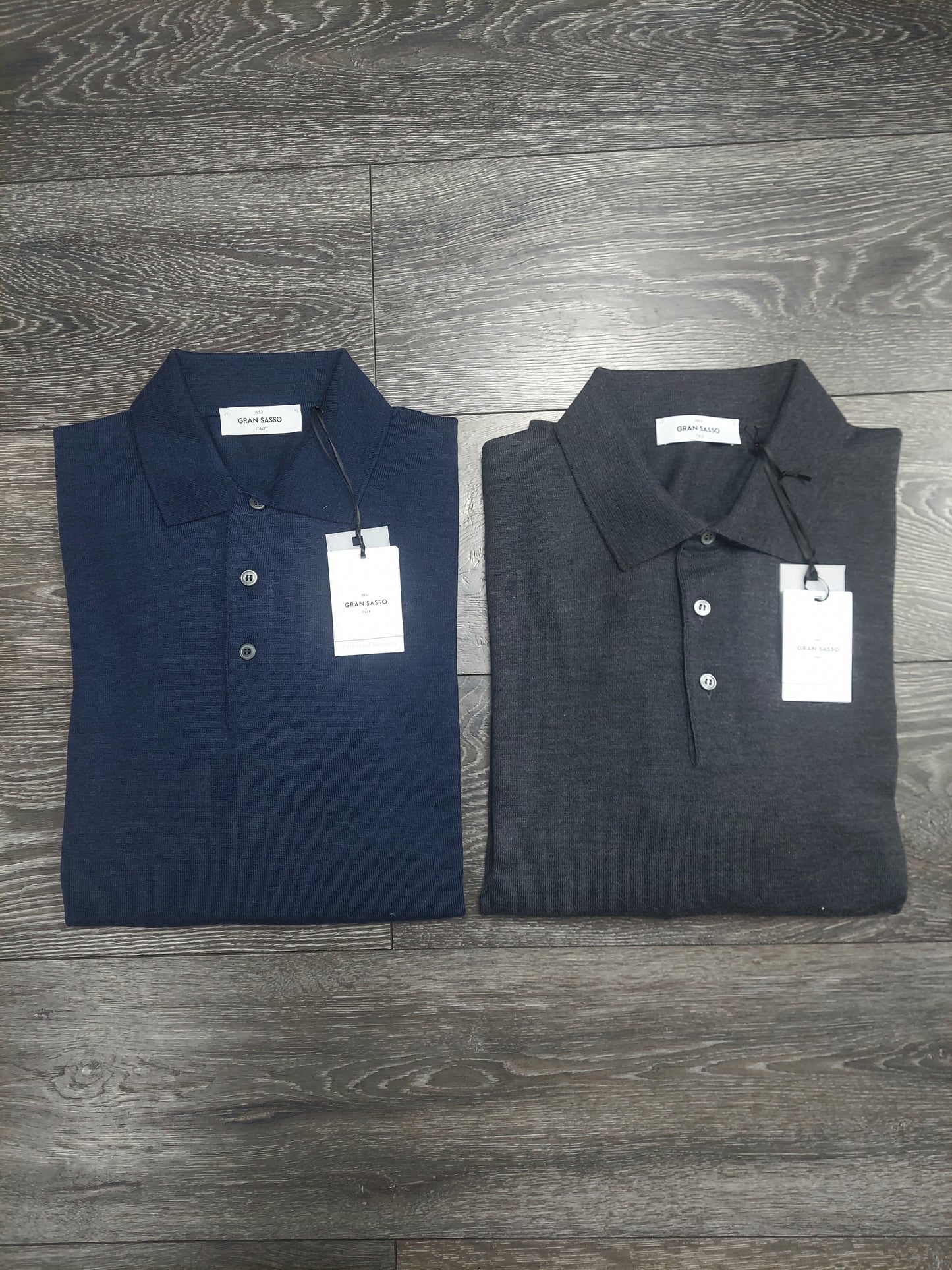 Gran Sasso fine knit long sleeve 3 button polo's