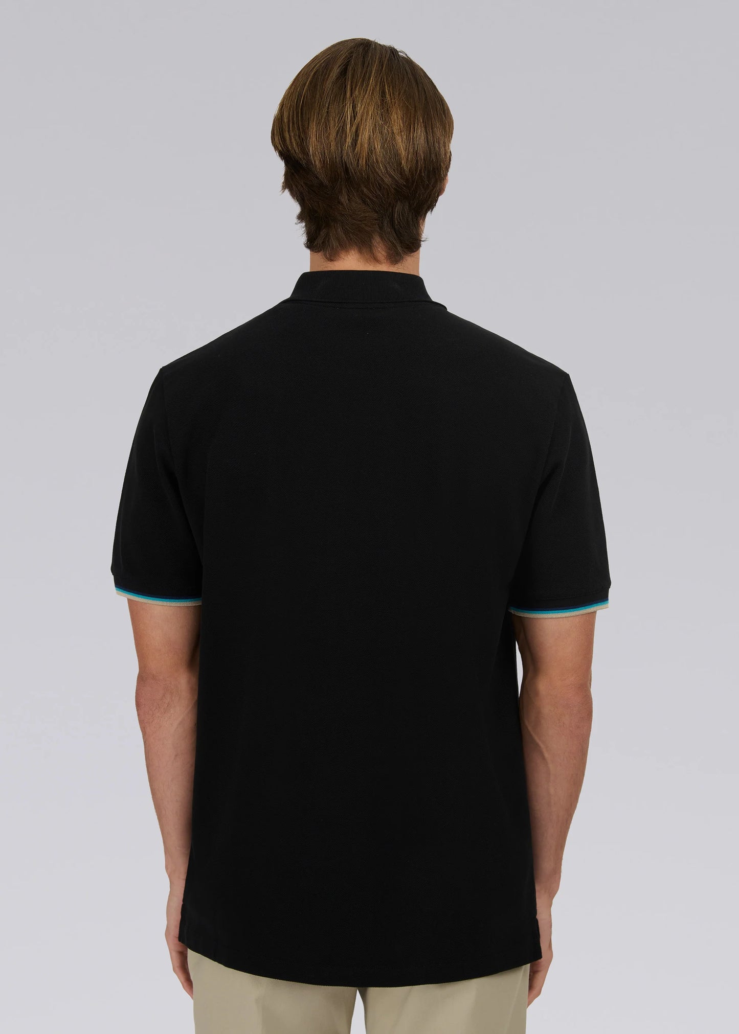 Sandbanks Badge Logo Pique zipped Polo Shirt -black