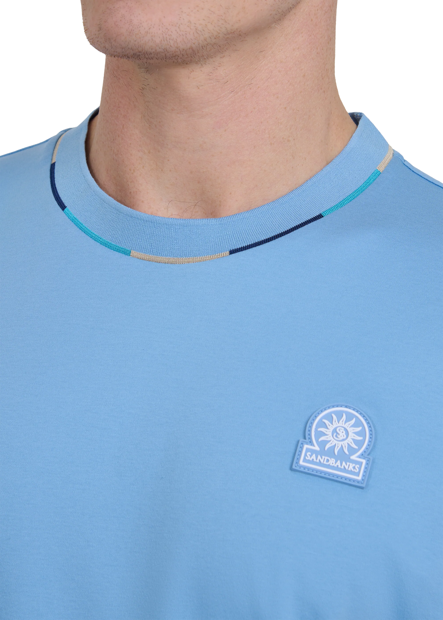 Sandbanks Tri-colour Neck T-Shirt