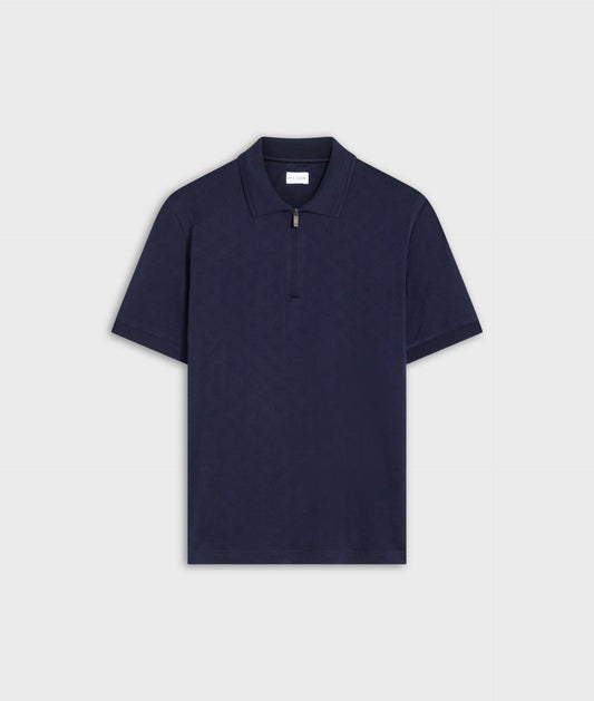 Pal Zileri zip Polo In Mercerized Cotton Jersey Blue Navy