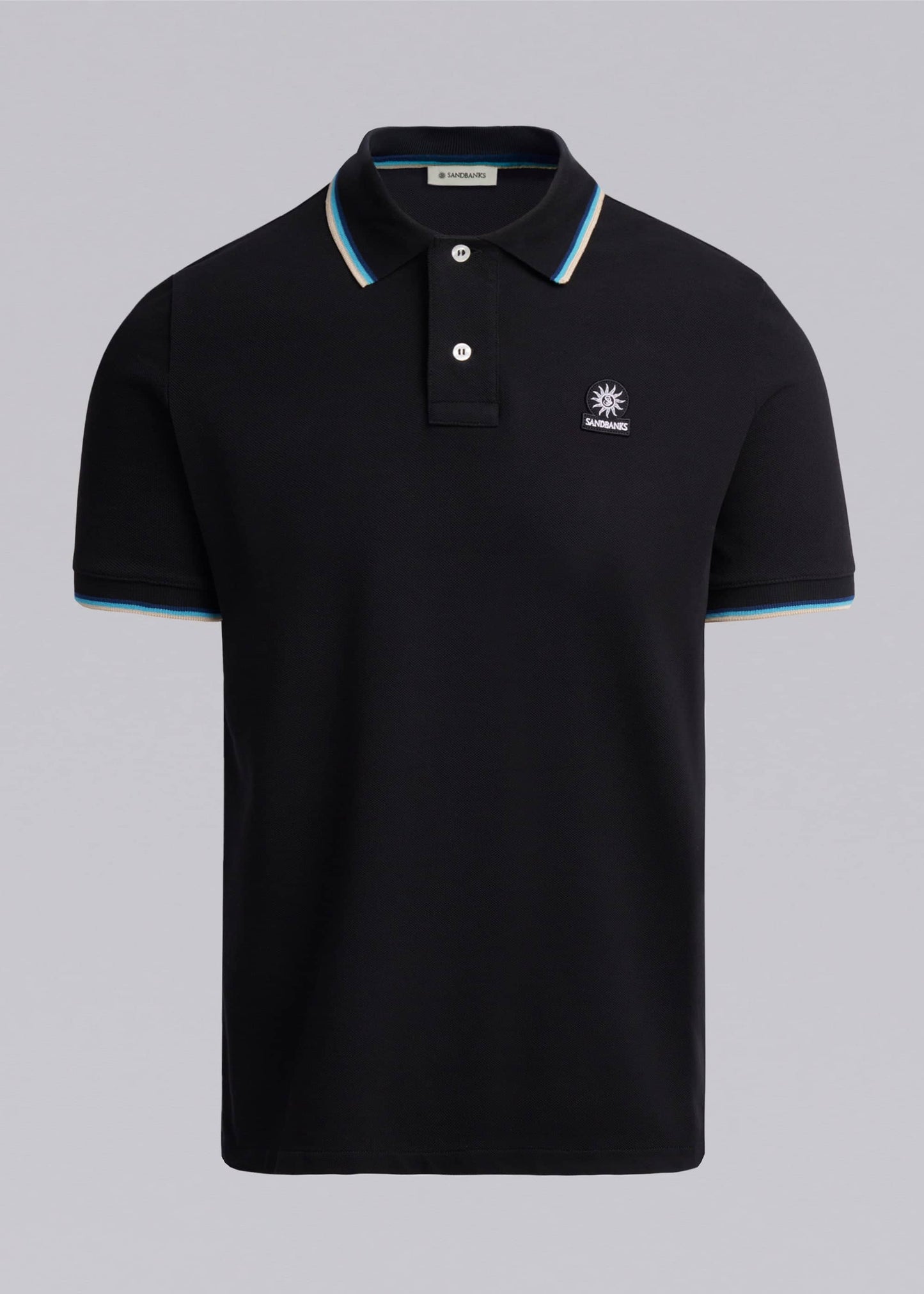Sandbanks Badge Logo Pique Polo Shirt -black