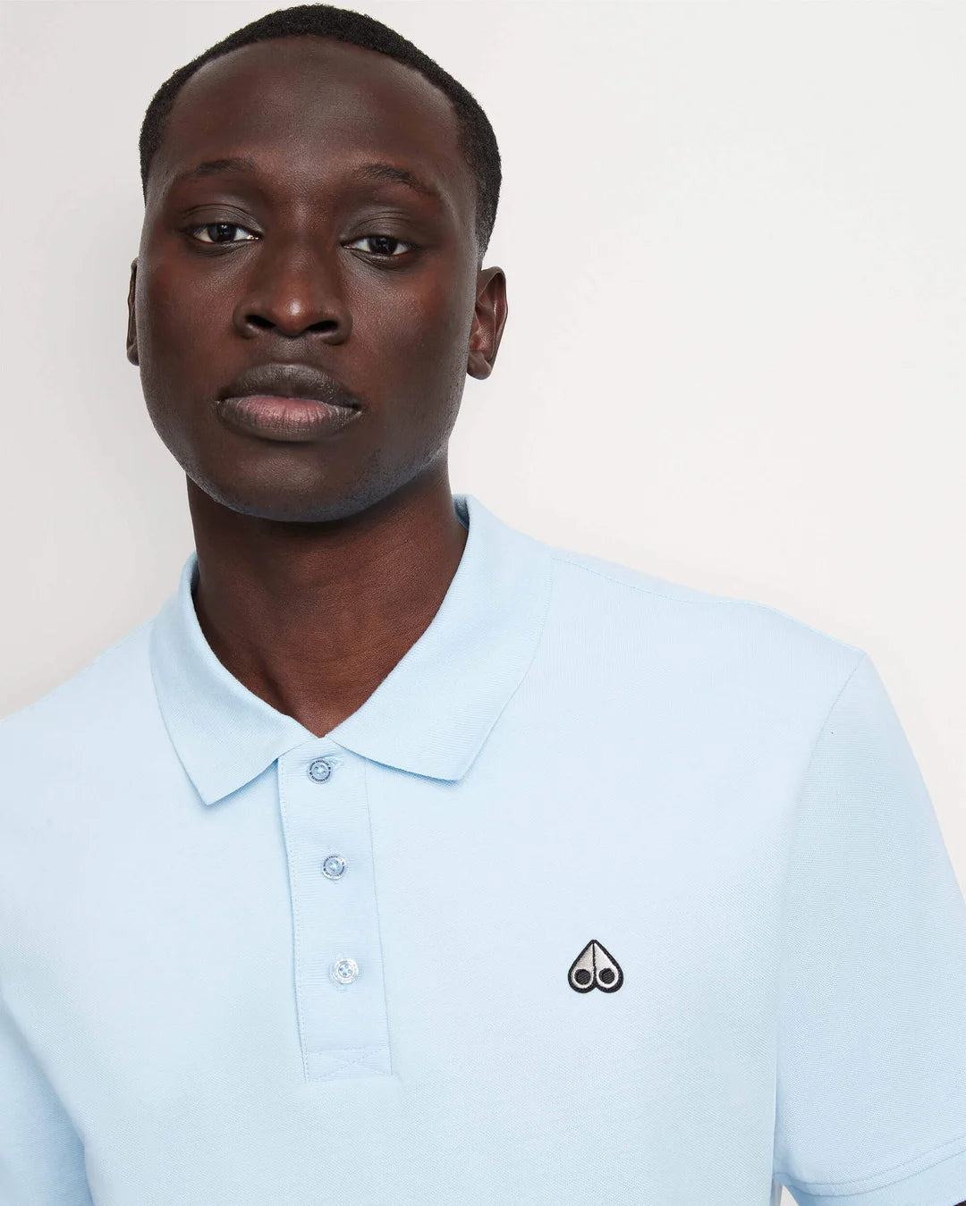 Moose Knuckles 3 Button polo- Sky
