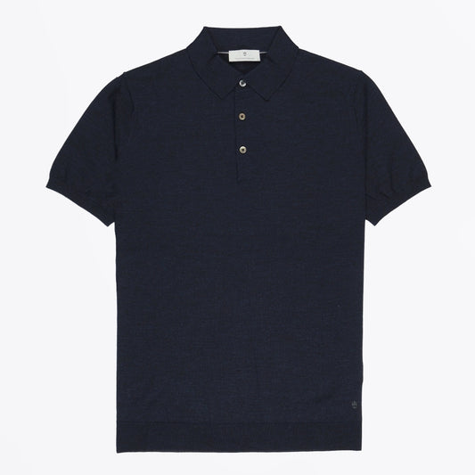 Thomas Maine Fine Merino 3 Button Short Sleeve Polo Shirt