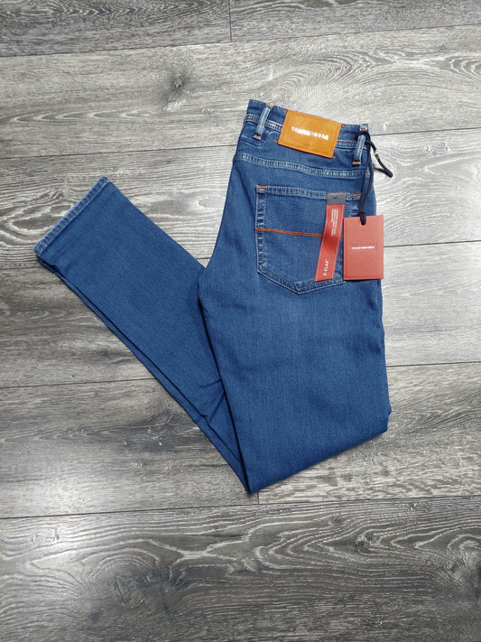 Tramarossa Leonardo mid blue slim jeans orange tab