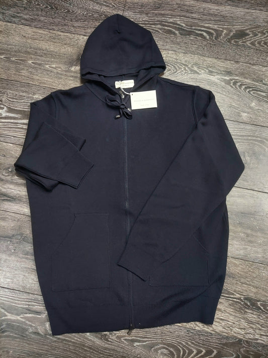 filippo de laurentiis fine knit full zip hoodie (navy)