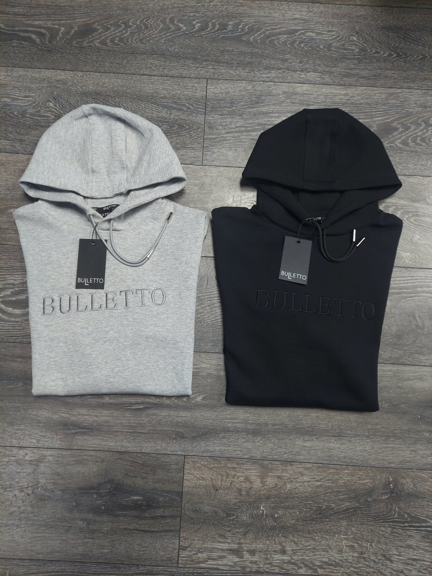 Bulletto script Embroidered Hoodie - Marl /grey, black