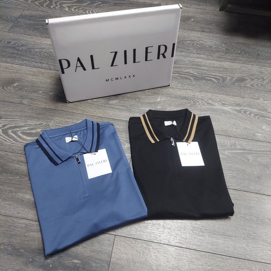 Pal Zileri zip polo tipped collar