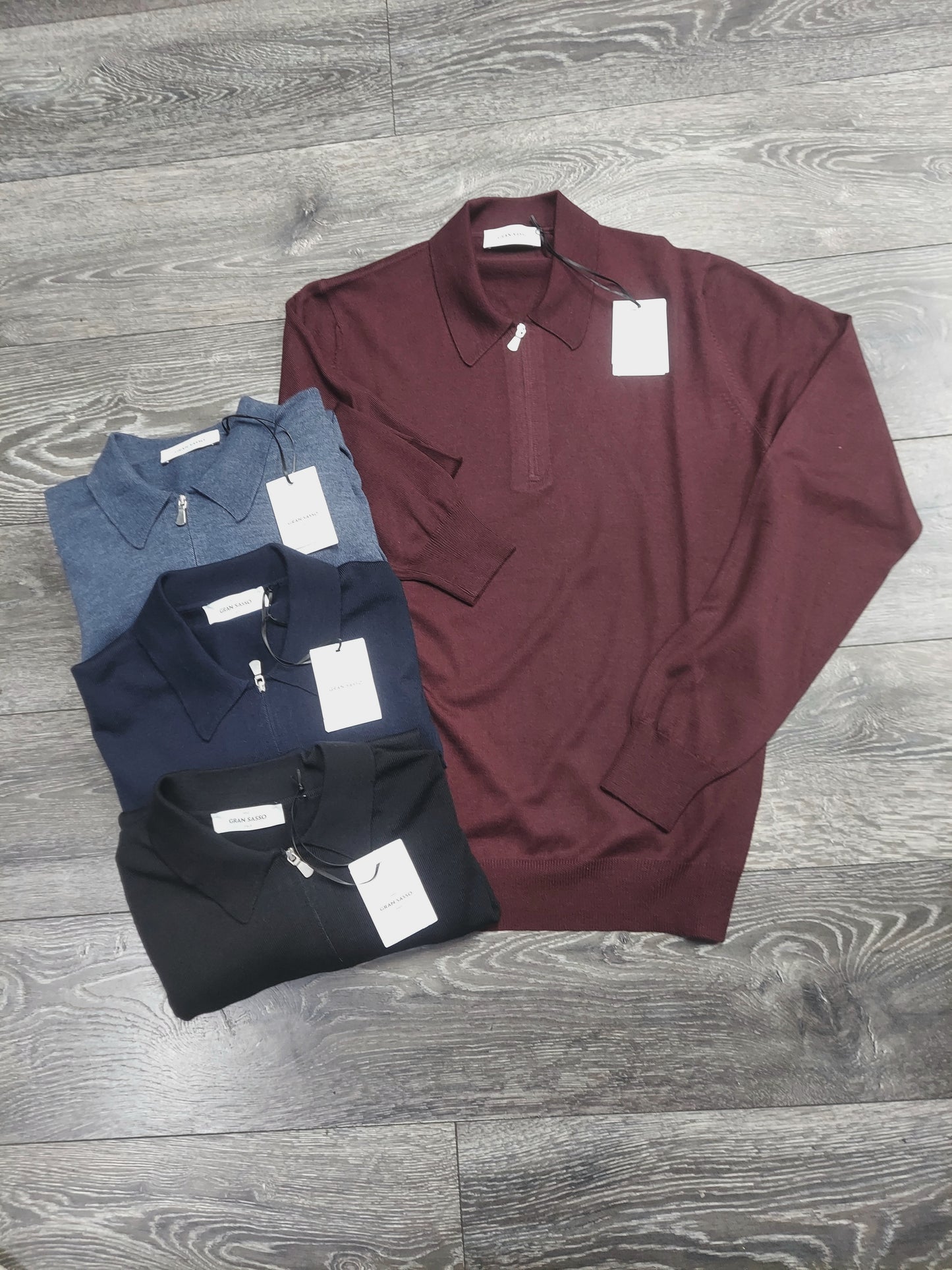 Gran Sasso fine knit long sleeve zip polo's