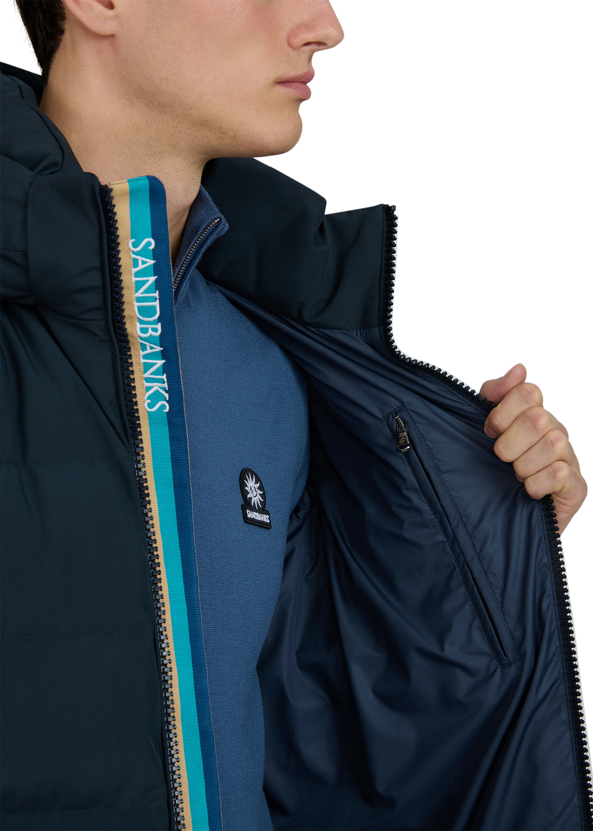 Sandbanks banks tri-colour puffer jkt