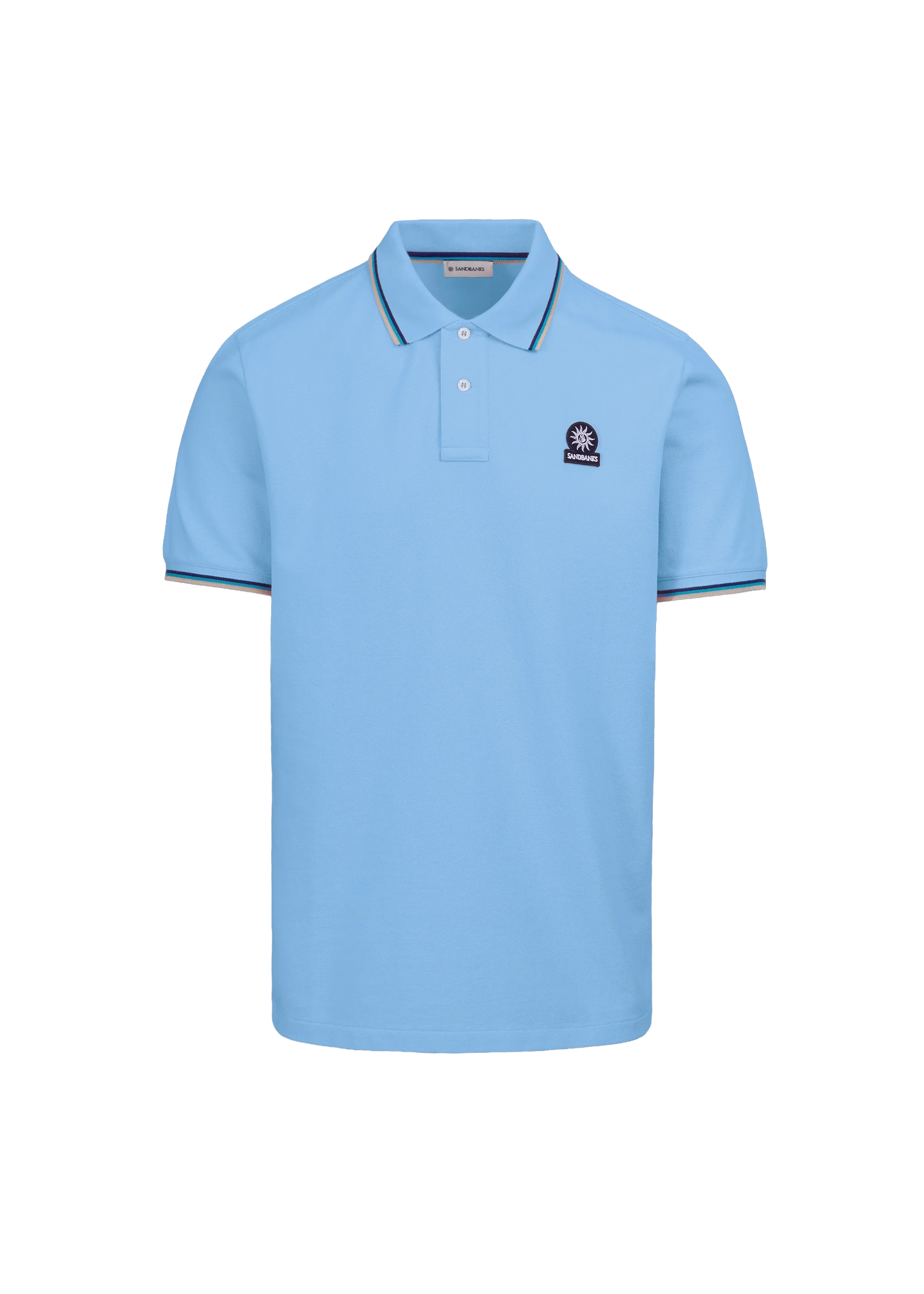 Sandbanks Badge Logo Pique Polo Shirt - Dusty blue