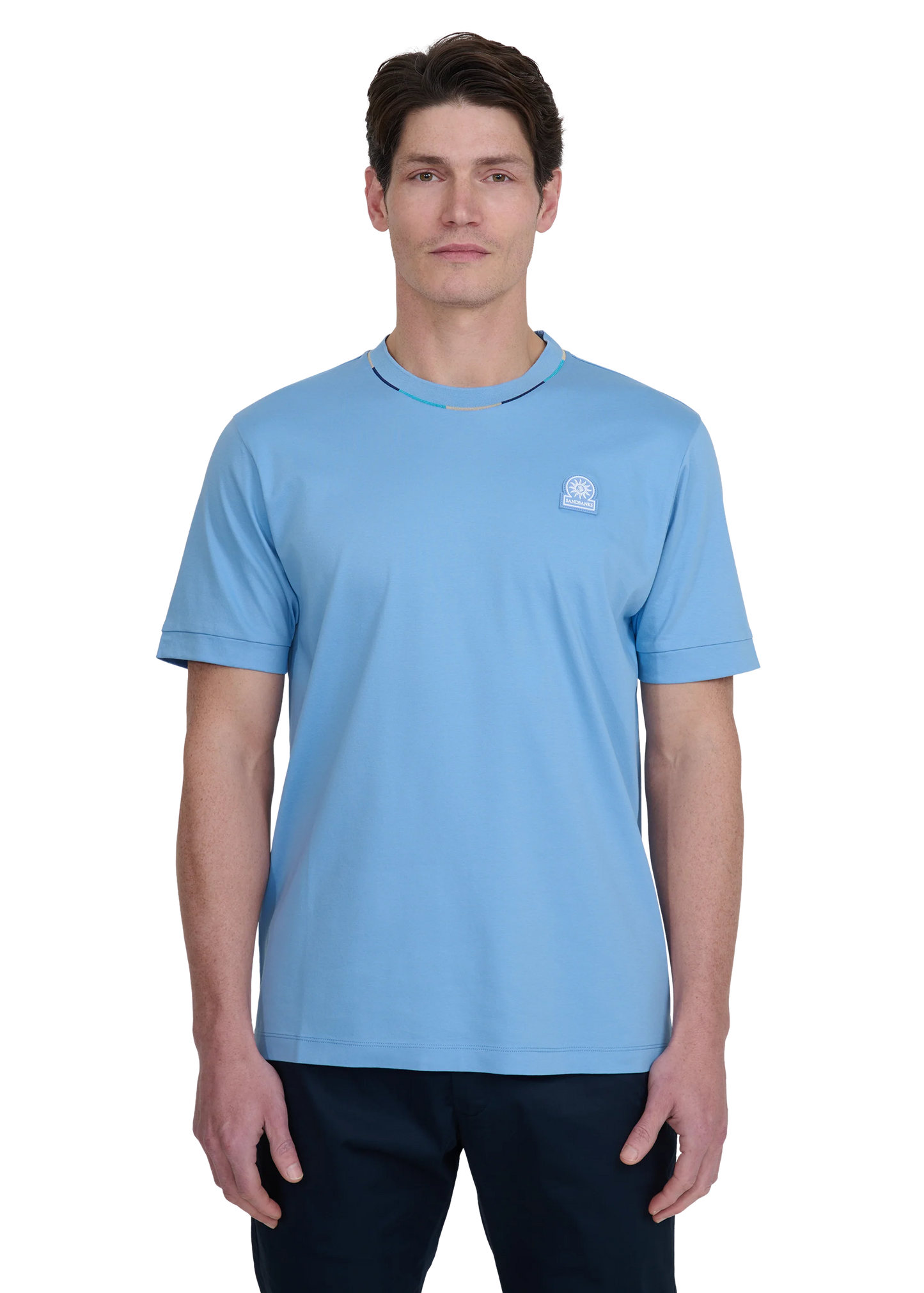 Sandbanks Tri-colour Neck T-Shirt - Navy